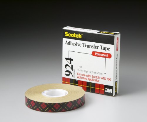 3M Scotch 924 ATG Tape: 1/2 in. x 36 yds. (Clear Adhesive on Tan Liner)
