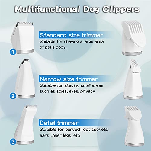 Dog Clippers for Grooming, FERRISA Professional Cordless Dog Trimmers Grooming Kit Supplies with 3 Blade Heads, Low… - Image 3