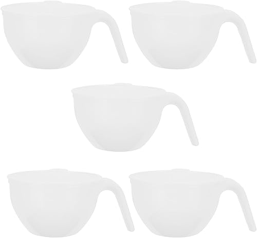 Happyyami Juego de 5 cuencos de plástico ABS para hornear con tapas, 33.8 fl oz, blanco, clásico, cuenco
