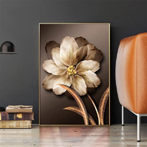 Toile retro fleur d'or affiche vintage decoration murale