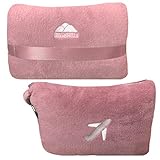BlueHills Travel Blanket Pillow in Mini Soft Case Premium Plush Airplane Blanket in Soft Bag Compact...