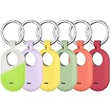 6 Pack Holder Case for Samsung Galaxy SmartTag2, Soft Silicone Case with Keychain Anti-Lost Scratch Resistant Protective Cover Accessory for Galaxy Smart Tag 2 for Pets, Backpack, Luggages (6Pack B)