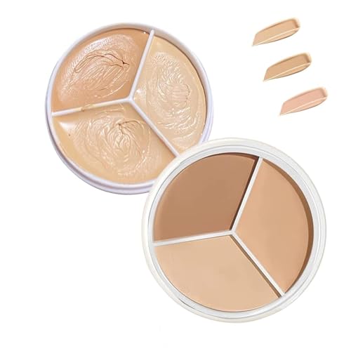 3-in-1 Waterproof Concealer Palette, Triple Colour Coverage, 16-Hour Wear, Matte Finish for Dark Circles, Spots, Blemishes