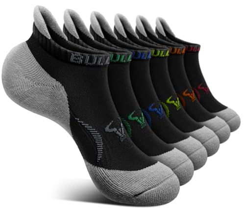 BULLIANT Men Ankle Socks Multi Pack,Athletic Running Socks Breathable Wicking Cushioned Footbed Arch Supportive