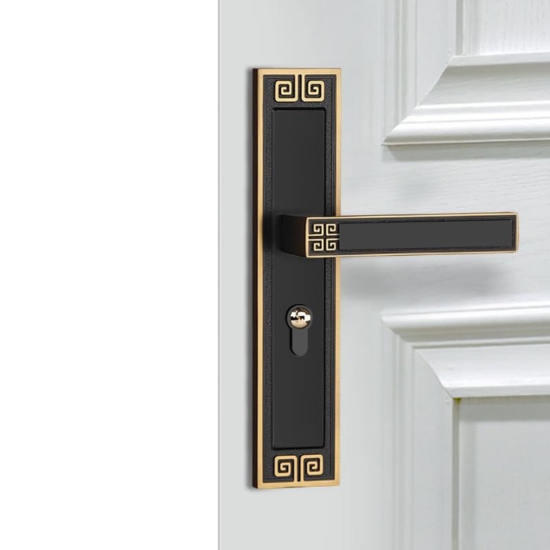 Serrure de porte silencieuse d'intérieur en bois bronze antique de style chinois