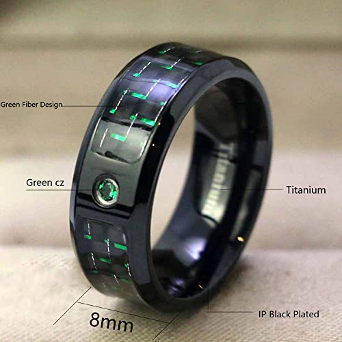 ringheart His and Her Couple Rings Black Matching Ring 1.5ct Green CZ Women Wedding Ring Sets for Him and Her 5