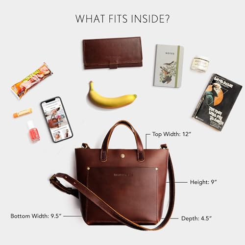 Portland Leather Goods Mini Snap Crossbody Tote Bag for Women – Handmade, Snap Closure, Durable & Unlined – Outside Pocket2
