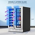 Kalamera Wine and Beverage Refrigerator, 24 inch Wine Fridge Dual Zone Hold 21 Bottles and 77 Cans,Built in or Under Counter Wine Fridge with Blue LED Light - Image 4