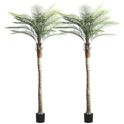 2-Pack 9ft Tall Artificial Palm Trees for Outdoors - Large Phoenix Palm, UV-Resistant, Large Fake...