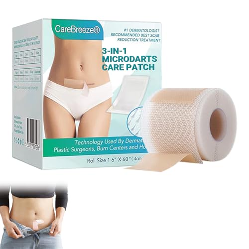 Cvreoz Lonqi CareBreeze 3 in 1 Microdarts Care Patch 2026 New Professional Silicone Scar Sheets Hyaluronic Acid Nano Repair Tape Silicone Tape for Wrinkles Lonqi Patches for All Skin Types (1Box)