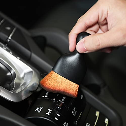 Image of AOCISKA Car Interior Detailing Brush,Soft Bristle Cleaning Brush Car Detailing Brush Dusting Brush,Car Interior Cleaning Tool,Auto Detail Brush Car Dash Duster Brush (Black&Brown)
