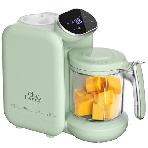 Image of Baby Food Maker, 5 in 1 Baby Food Processor with Steaming Basket, Auto Cooking & Grinding, Touch Screen Control, Baby Steamer and Blender, Baby Food Puree Maker Warmer Mills Machine (Green)