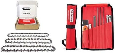 Oregon 18-Inch SpeedCut Chainsaw Chain 3-Pack (.325-Inch, .050-Inch, 72 Drive Links) with 7pc Universal Sharpening Kit - Files, Guide & Pouch