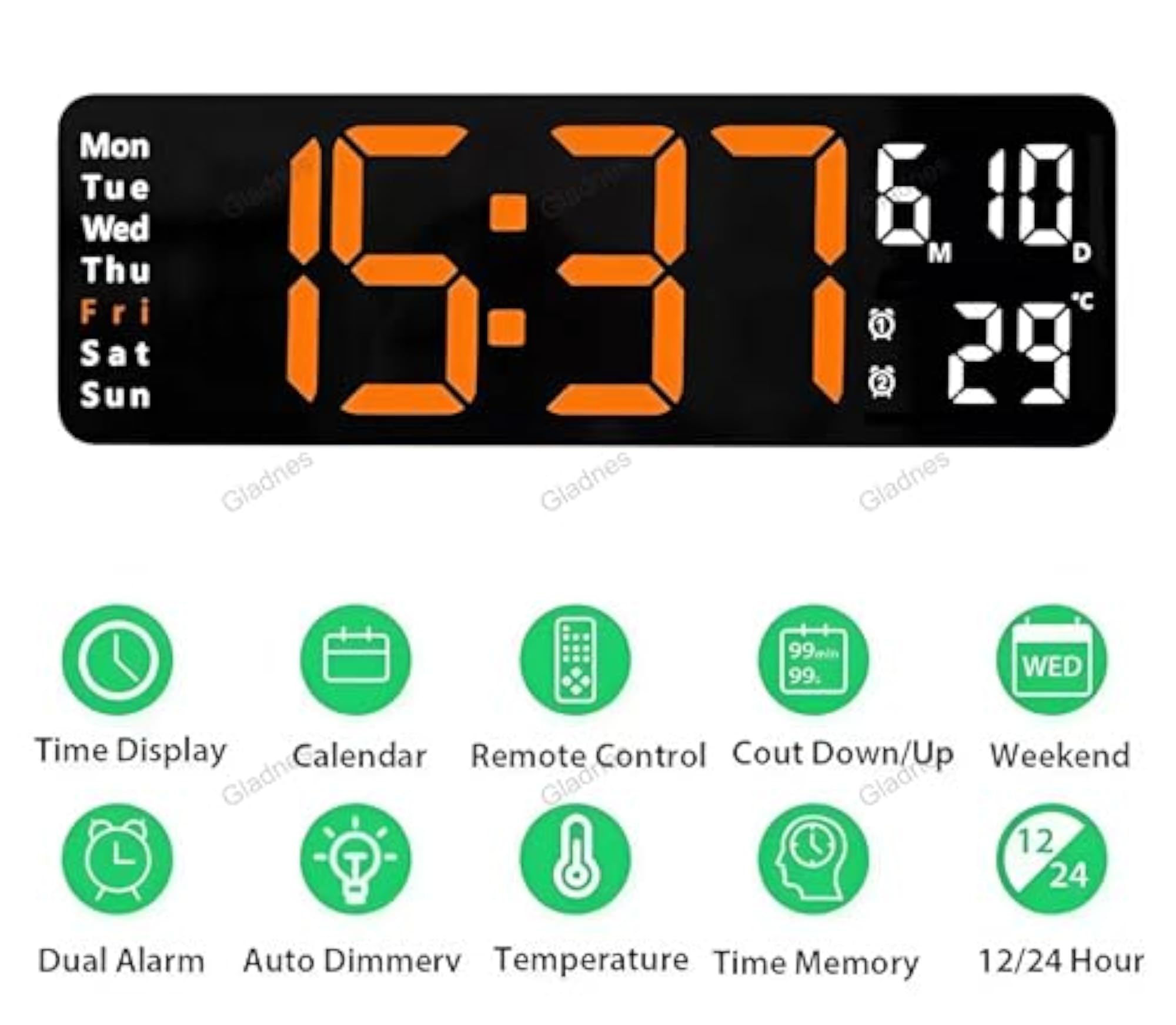 Digital Wall Clock with Remote Control