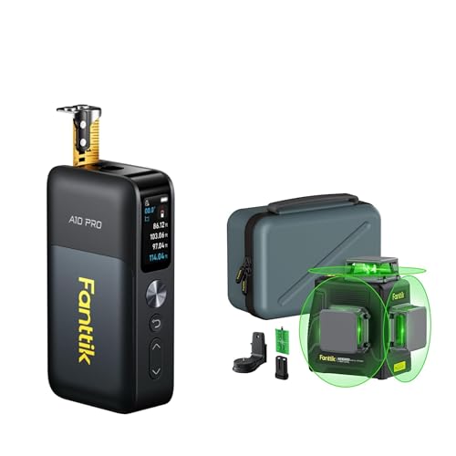 Fanttik A10 Pro 2-in-1 Digital Laser Tape Measure with HD IPS Color Display & Fanttik D12 Plus Laser Level Self Leveling 3 × 360°, 3D Green Cross Line