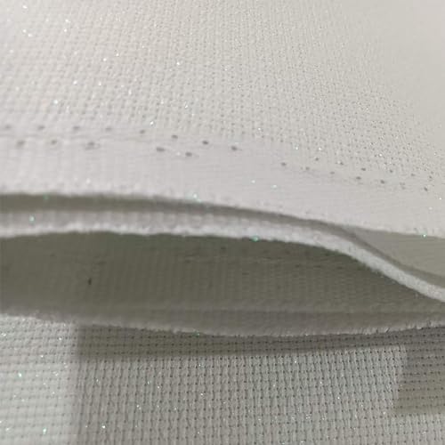 Image of 14CT Iridescent Sparkling Aida Cloth Light Reflecting Embroidery Cross Stitch Fabric, W29 x L39