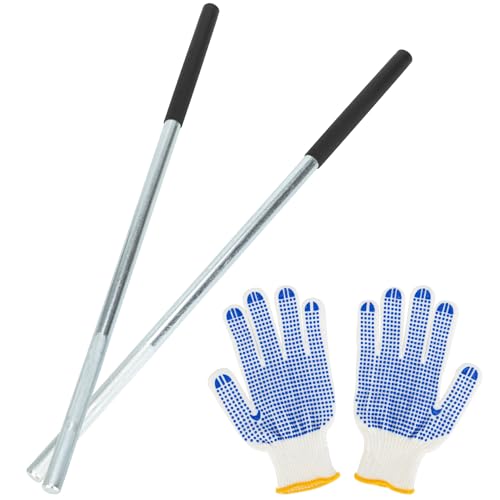 2 Pack Winding Rods for Garage Torsion Springs with Non-Slip Rubber Handle Zinc Steel Winding Bars Hardware for Adjusting or Replacing Garage Door Tension Springs Non-Slip Gloves Included Black