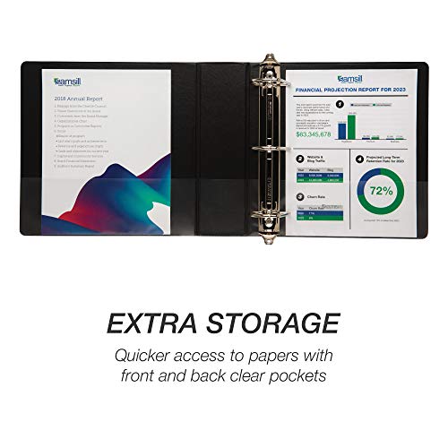 Image of Samsill Durable 3 inch 3 Ring Binder, D Ring Binder, 100% Recycled Chipboard, Black, 4 Pack