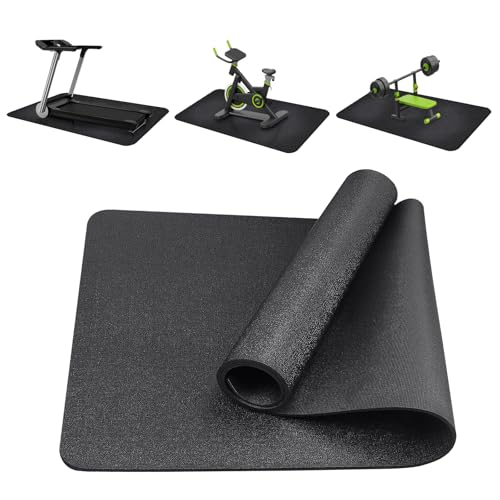 Treadmill Mat,152cm×76cm×6mm Gym Floor Mats,Treadmill Mat Floor Protector,Noise Reduction Anti-Slip Waterproof Fitness Mat,Exercise Equipment Mats,For Fitness & Exercise Equipment(Black)