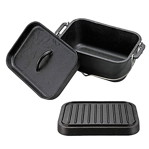 KELUNIS Cast Iron Dutch Oven 2-Piece Set Combo Cooker Pre-Seasoned Stock Pot And Skillet Lid with Handle for Camping Cooking, BBQ, Basting Or Baking