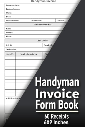 Handyman Invoice Form Book: Professional Work Order & Receipt Log