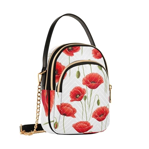 Bright Flowers Green Buds White Women Shoulder Handbag Trendy Phone Handbag Small Chain Purse Quilted Ladies Tote Crossbody Satchel2