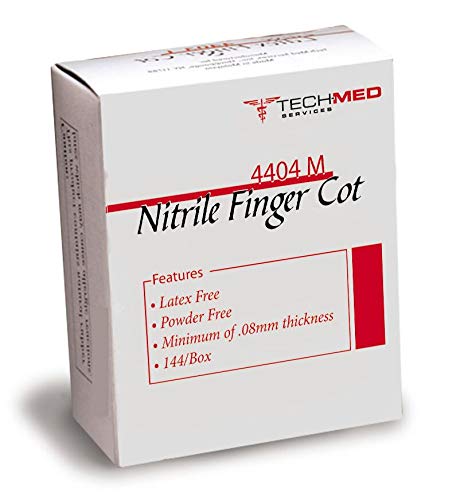 Dukal Nitrile Finger Cots. Box of 144 Pre-Rolled Finger cots for Professionals and Patients. Large Size. Non-Powdered Protective Finger cots. Latex-Free.