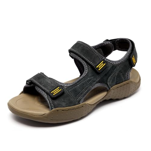 Mens Hiking Sandals Open Toe Athletic Sport Sandals Leather Lightweight Non-Slip Trail Walking Casual Water Shoes