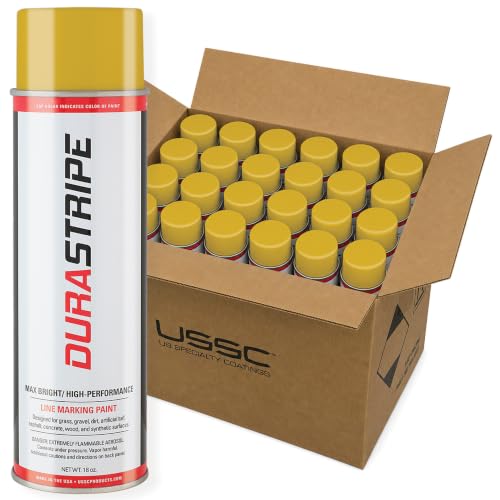 Image of Athletic Field Marking Paint - 2 Cases of 12 T-Tip Spray Cans (24 Total), 18 oz Each - Bright, Durable Field Striping Paint (Vanderbilt Gold)