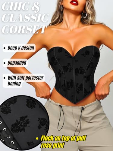 Image of ChiaoLezhee Heart Corset Top For Women, Sexy Concert Outfits Going Out, Strapless Crop Top, Overbust Bustier