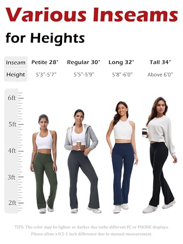 Tapata Flare Leggings for Women 28/30/32/34 Petite Tall Long Inseam Butt Lift Yoga Pants with Pockets Gym Scrunch Workout3