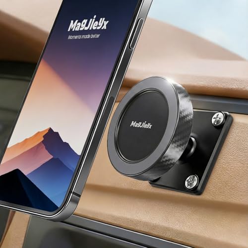 MAGJIEYX Magnetic Car Phone Holder for Truck/Van/Wall/Boat, Drill-Base Magnetic Mount for Dashboard, Durable Stand Compatible with 4.7'-6.9' iPhone/HTC/LG/Nexus/Samsung/Huawei and Other Smartphones