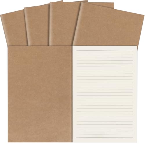 cssopenss 罫線入りクラフトノート 5冊パック A5クラフト紙裏地付きノート 8.3x5.5インチ ノートブックバルク 仕事 お絵かき 落書き ライティング 学生ギフト 学校 事務用品 60ページ