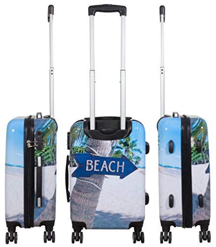 Warenhandel König Warenhandel König Kofferset Gepäckset Polycarbonat ABS Hartschalen Koffer 3tlg. Set Trolley Reisekoffer Reisetrolley Handgepäck Boardcase PM (Summer Beach)