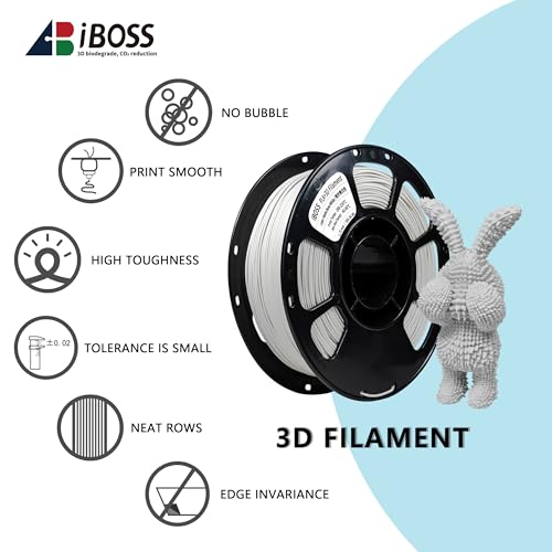Image of iBOSS PLA Plus Matte 3D Printer Filament 1.75mm, Neatly Wound Matte PLA+ 1kg Cardboard Spool (2.2lbs), Dimensional Accuracy + /- 0.02 mm for Most FDM 3D Printers (Matte Bone White)