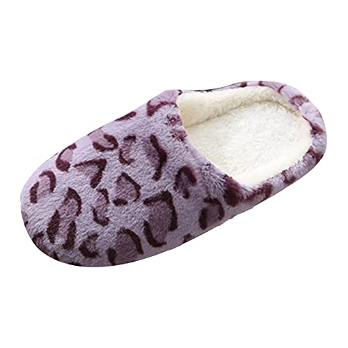 Women's Fuzzy Slippers Soft Comfy Memory Foam Non-Slip Indoor House Shoes Leopard Print Plush Furry Fluffy Slip on Outdoor Winter Home Slipper for Women Warm Bedroom Cotton Cozy Shoes2