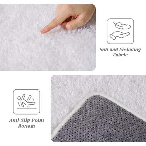 White Fluffy Rugs for Living Room 3x5 ft - Ultra Soft Faux Fur Area Rug - Plush Non-Slip Shaggy Carpet for Bedroom, Kids Boys Girls Dorm Nursery Room