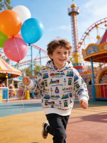 Image of Akyzic Baby Boys Dinosaurs Hoodie Boys Shark Pullover with Pocket Kids Truck Warm Sweatshirt Sweater