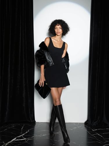 Modatope Knee High Boots Women Square Toe Kitten Heel Tall Boots Womens Fashion Long Boots4