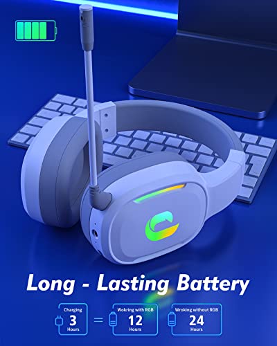 Jeecoo G80 Wireless Gaming Headset - 7.1 Surround Sound, Detachable Noise Canceling Mic, Low Latency 2.4G Wireless Gaming Headphones, Shining Rgb - Works With Ps4 Ps5 Pc Laptop Computers #TOP3