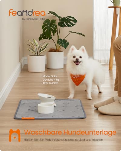 Feandrea Hundedecke, 2er Set, Wiederverwendbare Hundematte, 61 x 46 cm, S, wasserdicht, auslaufsicher, rutschfest, saugfähig für Hunde, Katzen, Kaninchen, Taubengrau PTD001G01