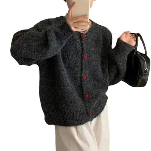 Heart Sweater Mohair Sweater Button Up Sweater Cardigan Sweaters Crew Neck Sweater Loose Sweater Y2k Sweaters