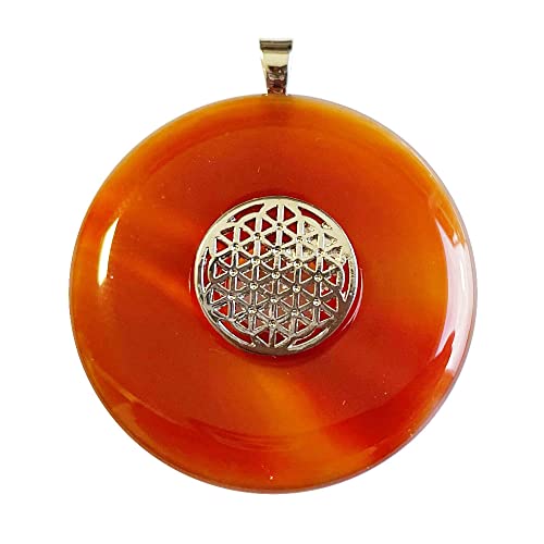 Pendentif Cornaline en donut Pi chinois de 40mm pour collier