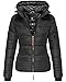 Produktbild Marikoo Damen Übergangs Steppjacke Herbst Winter Jacke Kapuze 9 Farben XS - XXL Sole (XL, Schwarz)