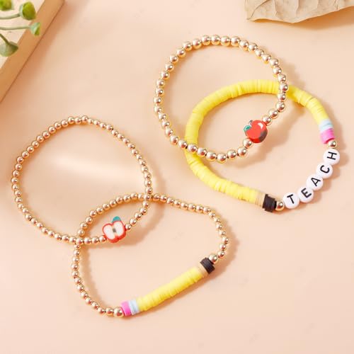 Handmade Beaded Teacher Bracelet Love Teach Inspire Stretch Letter Wristlets Appreciation Gifts Bracelet for Women Teacher Gifts3