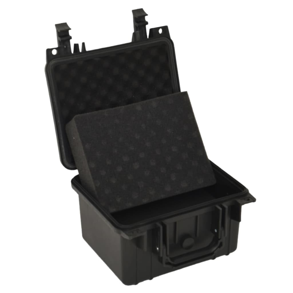 Valigia portatile nera, 27 x 25 x 18 cm, rigida in polipropilene e ABS con inserto in schiuma, impermeabile, antiurto, imbottita, ideale per fotocamera, viaggi, attività all'aperto ed