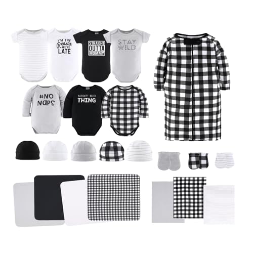 Image of The Peanutshell Baby Layette Gift Set for Baby Girls - 23 Piece New Born Girl Gift Set, Clothes & Newborn Essentials Must Haves - Girl Clothes 0-3 Months - Black & White