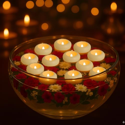 Flameless Water Floating LED Candles (Pack of 6) – Waterproof Pla...