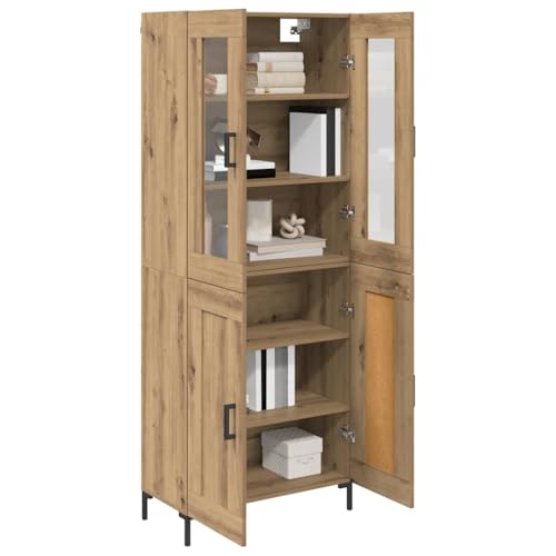 Armarios altos de roble Artisan juego de 2 columnas de salón modernas con 4 puertas de cristal 180cm 4