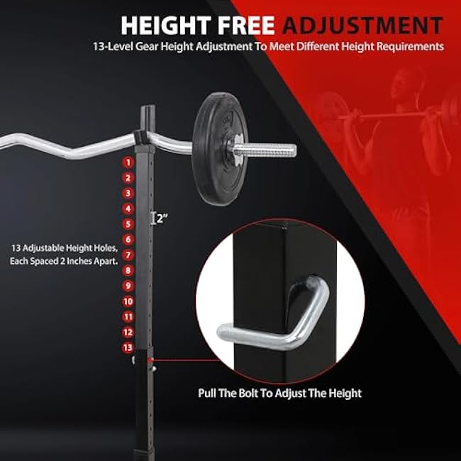 F2C Max Load 550Lbs Pair of Adjustable Squat Rack 41-66 Sturdy Steel Barbell Rack Free Bench Press Stands GYM/Home Gym Portable Dumbbell Racks Stands